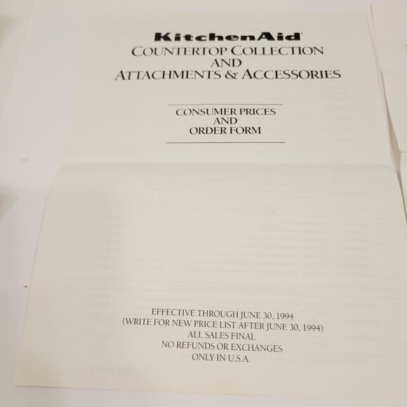Vtg 1994 KitchenAid Countertop Collection Attachments Accessories Order Form - Picture 3 of 5